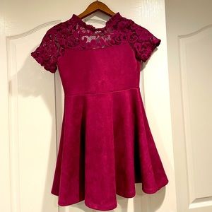 Dress suede and lace burgundy color